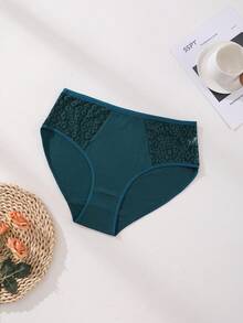 6 件装女士加大码棉质内裤中腰无缝三角裤性感蕾丝拼接舒适运动内衣收腹提臀弹力内衣适合瑜伽、运动和日常穿着