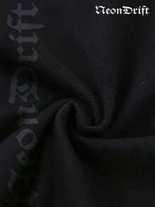 NeonDrift Double-Sided Printing Halloween, Christmas, Thanksgiving Gifts-Vivid Cityscape Graphic T-Shirt With Futuristic Design - Perfect For Urban Explorers And Cyberpunk Fans, Featuring  Streetwear Style - màu đen - Xem 4