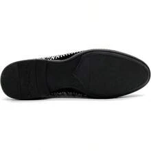 Men's Pointed Toe Rivet Dress Shoes Glitter Modern Metallic Slip On Loafers Plus Size-20256688 - Silver - View 3