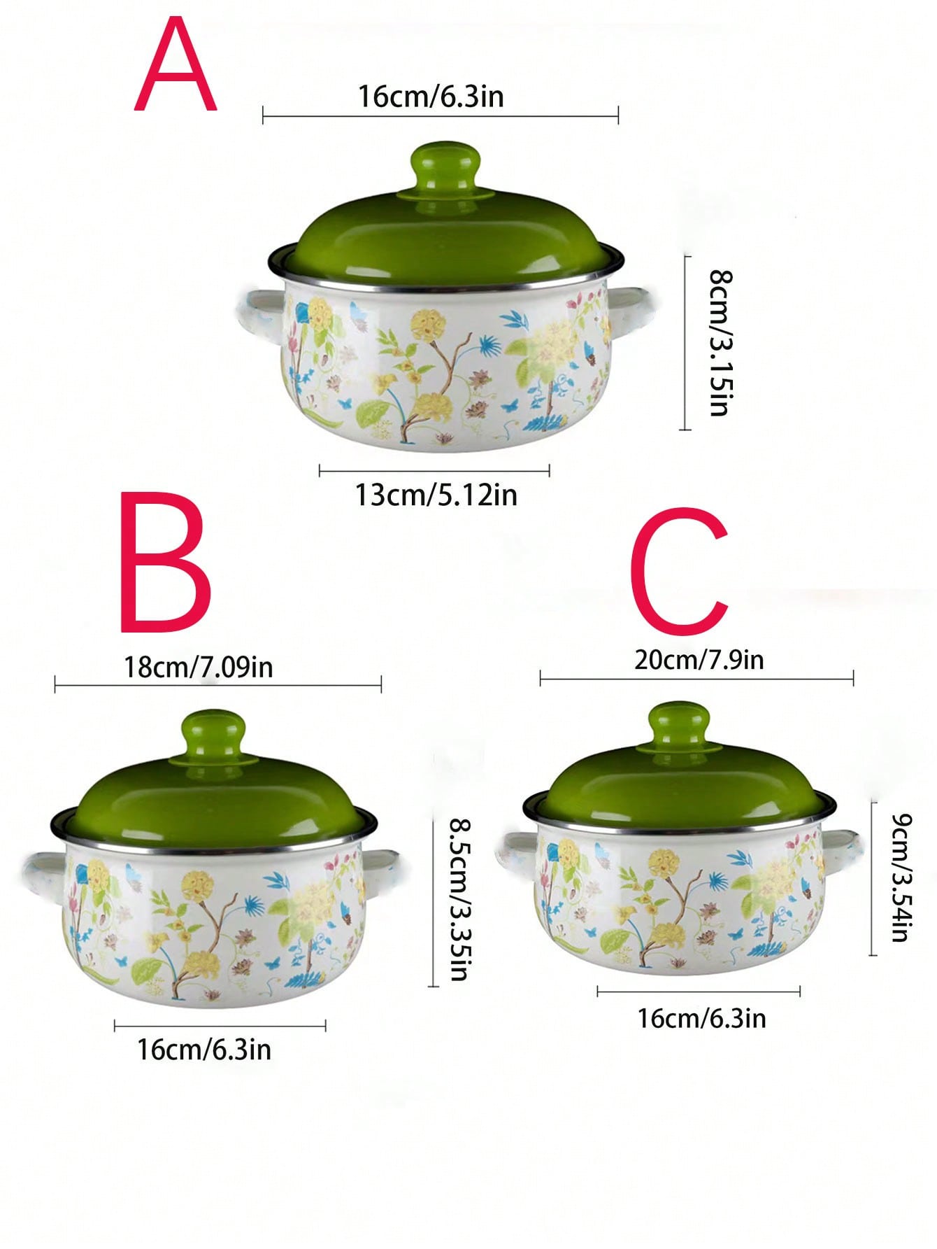 طقم أواني طهي مينا متعددة الوظائف 3 قطع – مقاسات 1...