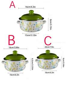 Zestaw 1/3 szt. wielofunkcyjnych naczyń emaliowanych o średnicy 16-20 cm, lekki i przenośny. Zawiera garnek do zupy, garnek do gulaszu i patelnię z powłoką nieprzywierającą. Łatwy w czyszczeniu. Nadaje się do kuchenek gazowych i indukcyjnych. Trwały. Niezbędny w kuchni domowej i restauracyjnej. Zestaw naczyń emaliowanych, niezbędny w kuchni, akcesoria kuchenne, dekoracje kuchenne, Walentynki, Ramadan, Eid Al-Fitr, wielkanocny pomocnik kuchenny. - Wielokolorowe - Zobacz 2