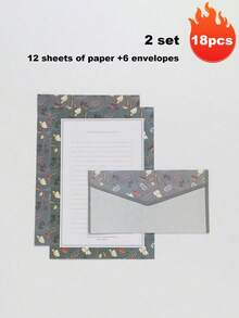 6 piezas de papel de papelería + 3 piezas de sobres, set de papelería, set de papelería creativa, fresca y minimalista, sobres florales exquisitos, papel de forro con estampado floral dulce, adecuado para invitaciones, regalos, saludos festivos, múltiples estilos, esencial para volver a la escuela - Multicolor - Ver 20