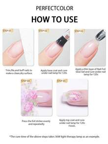 2pcs/Set Perfect Color Nail Foil Paper, Suitable For Foil Stickers, Nail Gel, Foil Transfer Gel, 12ml Transfer Gel, Essential For Nail Art DIY Enthusiasts, Requires LED Lamp, Removable Nails - Clear - View 5