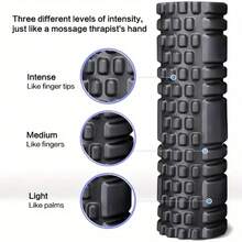 1pc High Density Foam Roller - Firm Handheld Muscle Massage Tool With Trigger Point Grid, For Yoga, Body Relaxation & Self-Myofascial Release - Athlete Fitness Recovery Tool, Durable Design With Grooved Surface
