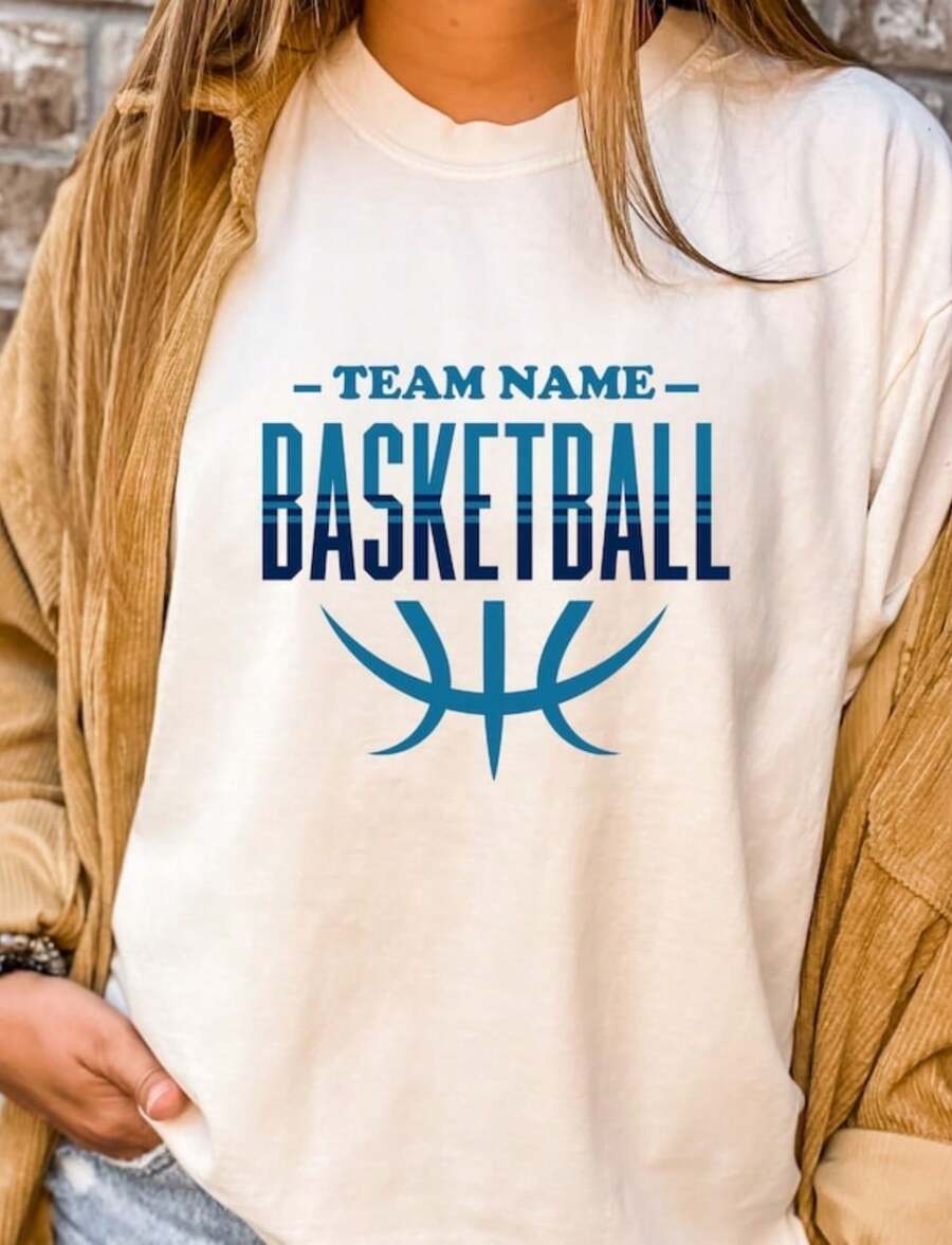 Basketball T Shirt, Basketball Shirt, Basketball Shirt, Basketball Mom Shirt, Game Day Shirt, Sport Tee - 白色 - 查看 1