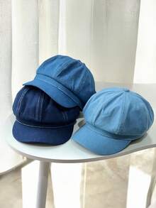 1 chiếc mũ nồi denim, chu vi lớn, mũ nghệ sĩ, mũ bát giác cổ điển, mũ che nắng đa năng, mũ lưỡi trai thường ngày, mùa thu/đông - A - Xem 2