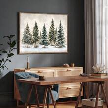 1pc Unframed Winter Christmas Trees Landscape Poster Rustic Wall Art Canvas Print Minimalist Winter Xmas Holiday Snowy Forest Farmhouse Cottagecore Decor Retro Painting For Apartment, Living Room, Bedroom, Modern Home Decoration Halloween Decor Christmas Decoration Thanksgiving Wedding Home Decor Home Decor Fall Decor Autumn Decor Birthday Decorations For Gifts Party Supplies Indoor Holiday Festival Decor Wall Decor Halloween Ornaments Christmas Decoration XMAS Decor Christmas Tree Gift Decor Thanksgiving Wedding Home Decor Home Decor Fall Decor Autumn Decor Birthday Decorations For Gifts Party Supplies Indoor Holiday Festival Decor Halloween Decor Wall Decor Halloween Ornaments - Multicolor - View 4