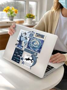 1 Piece, Deep Blue Ocean Biology Apple Laptop Protective Case, Frosted Transparent Ultra-Thin Acrylic, Frosted Anti Fingerprint, All Inclusive Anti Drop, 3D Heat Dissipation Hole, Compatible With Air13 2025/Pro 16 M4/M3/M2, Preferred Protective Case For Business And Office Use