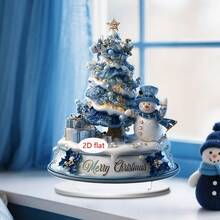 1/3/6 件圣诞蓝色雪人桌面装饰趣味多功能 2D 亚克力牌匾家居宿舍办公室桌面装饰冬季派对聚会礼物 - 彩色 - 查看 4