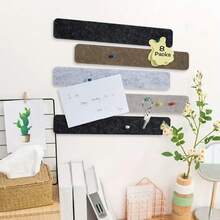 8 件毛毡公告板条，自粘式钉板条无框墙壁备忘条，带 35 个图钉，适用于办公室教室家庭展示留言板 - 彩色 - 查看 7