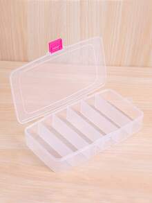 1pc/2pcs 5-Compartment Organizing Box For Makeup Or Hair Accessories, Portable Partitioned Container With Buckle - Clear - View 21