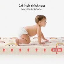 Foldable Baby Play Mat, PIGLOG 50x50/59x59/79x71 Playpen Mat, Foam Playmat For Tummy Time, Waterproof Playmats For Babies And Toddlers Kids, Reversible Portable Baby Floor Mat For Infant, Rainbow Rain - 彩虹 - 查看 12