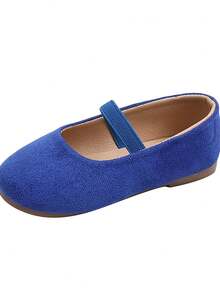 Girls' Spring/Summer Fashion Casual Mary Jane Shoes, Solid Color Velvet Performance Shoes, Toddler Ballet Flats, Solid Color Slip-On