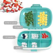 Holii Travel Pill Organizer, 8 Compartments Portable Pill Case, Daily Pill Box To Hold Vitamins, Small Pill Container For Pocket Purse Medicine Organizer(Blue) - Màu xanh lam - Xem 9