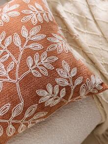 1 件橙叶刺绣装饰抱枕套，适合室内装饰，四季皆宜，不含枕芯 - 橘色 - 查看 5