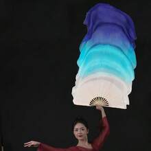 Un set di 2 ventagli da danza sfumati - uno per ogni mano, che passano dal blu al bianco, perfetti per esibizioni e pratica, un regalo ideale per San Valentino, Ringraziamento, Natale e Capodanno