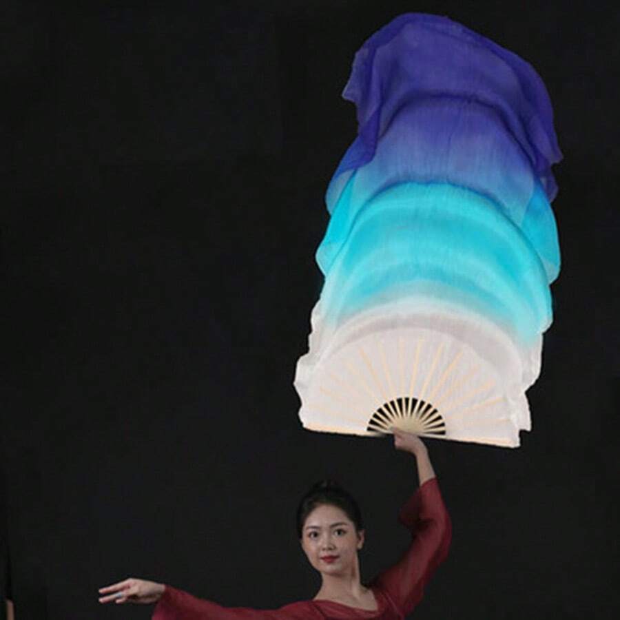 Un set di 2 ventagli da danza sfumati - uno per ogni mano, che passano dal blu al bianco, perfetti per esibizioni e pratica, un regalo ideale per San Valentino, Ringraziamento, Natale e Capodanno