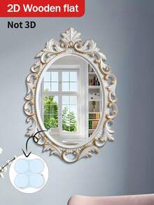 1 Piece, 2D Flat Printing Wall Mirror, Baroque Style Wall Mirror - Exquisite Retro Decoration Makeup Mirror, French Gothic Style Makeup Mirror, Bohemian Style Mirror, New Home Wall Makeup Mirror, Personalized Home Decoration, Room Decoration, Mirror Wall Sticker, Suitable For Living Room, Bathroom, Terrace Wall Decoration, Outdoor Garden Decoration - Multicolor - View 14