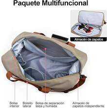 Maleta Deportiva,Compartimento para Zapatos y Bosillo Impermeable,Incluye bolsa de maquillaje,toalla y bolsa organizadora de regalo,Mujer y Hombre,para Viajes,Gym (B-Rosa) - D-Negro - Ver 8
