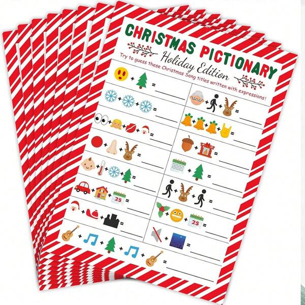 Jogos de festa de Natal, adivinhação de músicas, cante uma imagem para mim, festa temática de Natal, atividade de feriado para adultos, grupos, colegas de trabalho