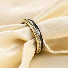 6mm White/Black Ceramic Rings Plus Cubic Zirconia For Women Comfort Fit Engagement Wedding Band Size 5-122025 - 4mm Black & Gold - View 9