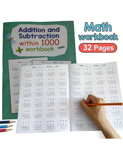 32 Pages Addition And Subtraction Wthin 1000 Learning Math Workbook Math Practice For Kids 1st 2nd Grade Workbooks Activities Worksheets