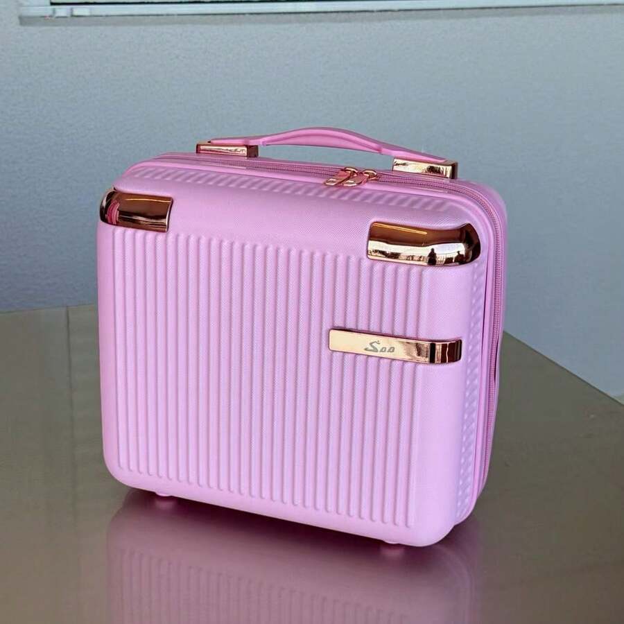 Travel Toiletry Bag ABS Rigid Makeup Organizer Carry-On Case TOP - 淺粉色 - 查看 1
