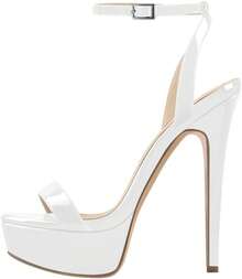 Platform Stiletto High Heels For Women, Round Open Toe Ankle Strap Sexy Heeled Sandals For Wedding Party Dress - White - View 1