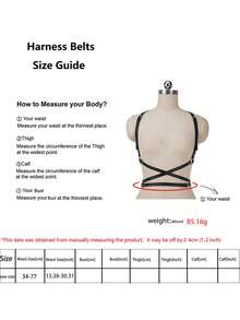 女士皮革胸部束缚带，朋克风情束缚内衣，情人节礼物，女士束身腰带 - 黑色 - 查看 4