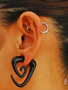 2 bucăți de spirală acrilică neagră pentru urechi, unisex, bijuterii personalizate pentru piercing, dimensiune 1,6 mm-24 mm - O pereche de expansoare spiralate pentru urechi - Vizualizare 3