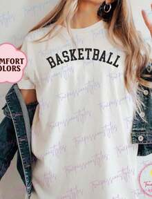 Distressed Basketball Shirt, Minimal Basketball Shirt, Basketball Game Day Tee, Sports Mom Tee, Basketball Game Fan S02552 - trắng - Xem 1