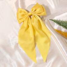 1pc Solid Color Satin Hair Clip With Ribbon Streamers And Large Bowknot, Versatile Hair Accessory For Women Valentine's Day Claw Clips Hair Claws Hair Barrettes, School Stuff, Elegant, College, Winter Outfit For Women, Bows, Cute