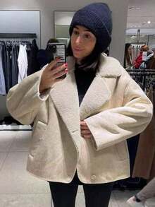 新款秋冬欧美风格仿麂皮毛领加厚保暖时尚女外套