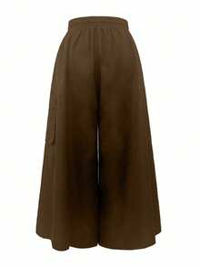 Quần ống rộng dáng rộng thời trang dành cho nữ cỡ lớn - màu nâu - Xem 5