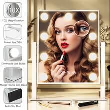 Lighted Vanity Makeup Mirror 3 Color Modes Dimmable Brightness 360° Rotation New , Suitable For Christmas And Halloween Decorations - White - View 5