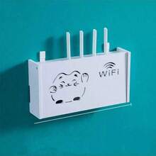 1 件免钻电视盒壁挂架，用于路由器、WiFi 的壁挂式存储架，具有电缆管理和散热功能 - 白色 - 查看 7