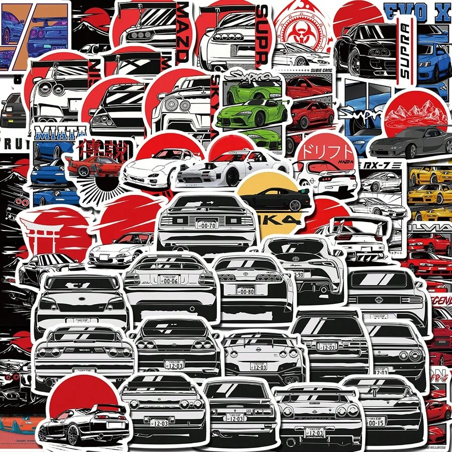 50 Sheets/Set JDM Modified Car Japanese Graffiti Stickers Racing ...