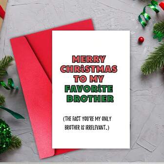 כרטיס ברכה לחג המולד יחיד אחד לאח, כרטיס ברכה מצחיק לחג המולד עם מעטפה לאח האהוב, מתנות חג המולד הטובות ביותר לאח מאח אחות