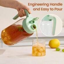 Mason Jar Pitcher With Tea Filter Airtight Leakproof Glass Pitcher With Lid 64 Oz Sun Tea Glass Jar For Outside Perfect For Sun Tea Lemonade And Iced Tea - Green - View 2