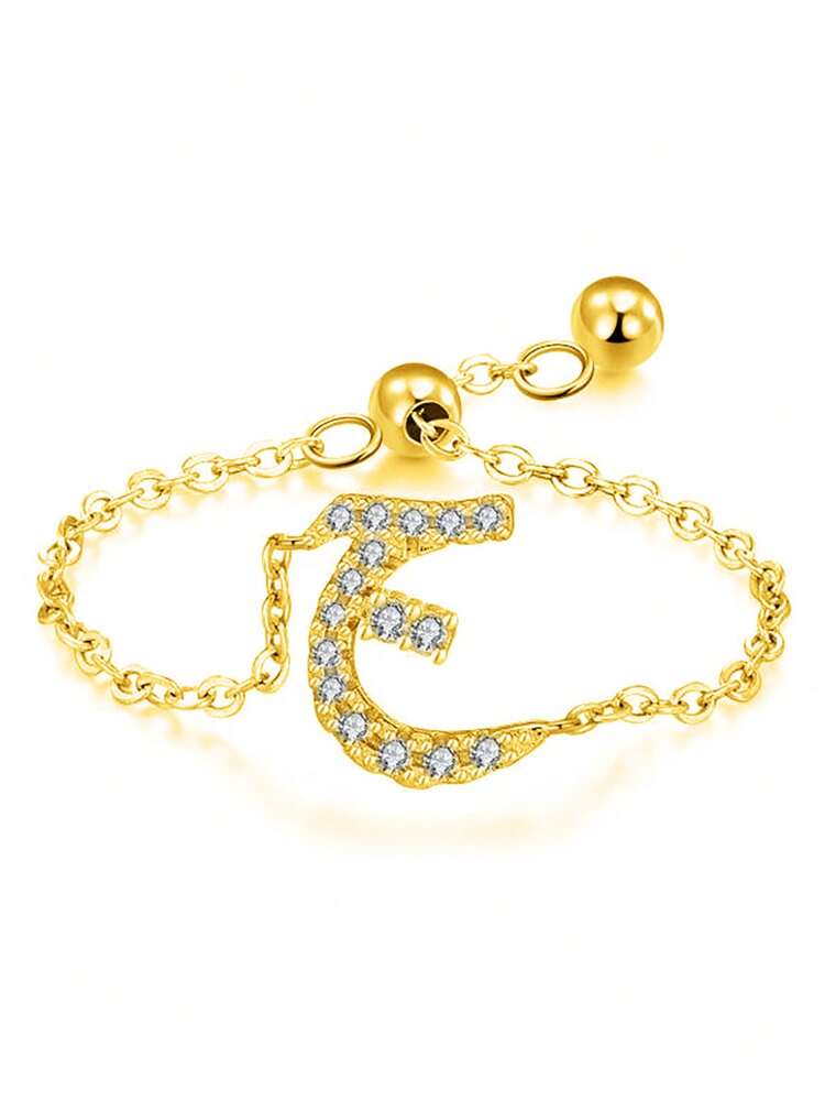 ESBERRY 1pc 925 Sterling Silver Elegant Minimalist Arabic Letter Adjustable Ring, Suitable As Wedding, Birthday Or Mother's Day Gift For Women - Alphabet Ring - View 46