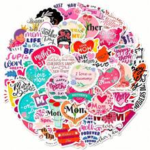 50 张粉色贴纸，美观防水励志贴纸，适用于节日装饰礼品包装水瓶笔记本电脑手机剪贴簿，爱妈妈，乙烯基卡通贴纸，适合青少年成人、万圣节、圣诞节礼物 - 彩色 - 查看 2