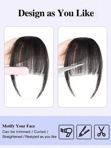 1 Clip-On Air Bangs With Sideburns, Synthetic Hairpiece For Bangs Enhancement, Women's Wig Bangs With Sideburn Hair Accessory Clip, Daily Styling For Women And Girls - Multicolor - View 7