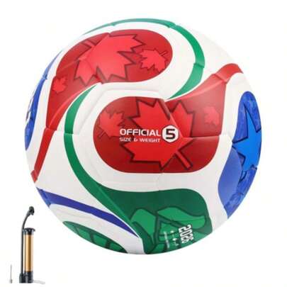 Size 5 Soccer Ball- Soft Cover - Official Size And Weight Soccer Ball Perfect For Youth And Adults - Air Pump Included