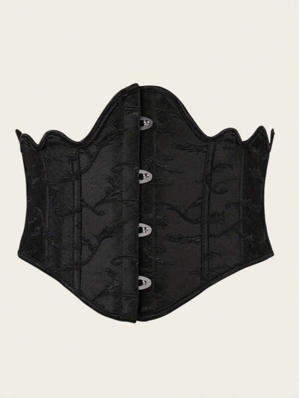 1 pezzo Cintura vita donna corta a 4 ganci, con stampa a rilievo, corsetto modellante, adatto per Ognissanti, feste