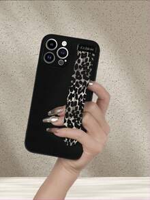 1pc Black TPU & Tortoiseshell Pattern Wristband Shockproof Full Coverage Phone Case Compatible With IPhone,International Version, Not The Domestic Version - Multicolor - View 3