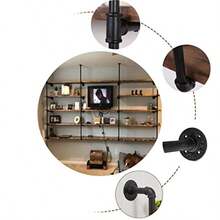 Industrial Wall Mount Iron Pipe Shelf Shelves Shelving Bracket Black Vintage Retro Ceiling Hung Shelf DIY Open Bookshelf Storage For Offcie Room Kitchen 2PcsX5Tier68 Tall 10 Deep Hardware Only - 黑色 - 查看 5