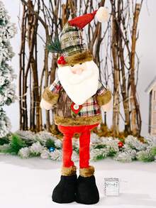 1pc Christmas Stuffed Animals, Indoor Christmas Decorations, Standing Snowman Santa Claus, Table Decorations, Handmade Ornaments, Christmas Scene Decorations, Props Home Decor Room Decor Winter