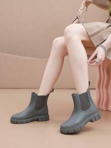 Women's New Elastic Ankle Rain Boots, Mid-Calf Chelsea Rain Boots, Waterproof And Anti-Slip For Outdoor Wear