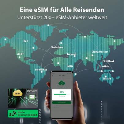 EIOTMART Scheda eSIM fisica EIOTCLUB per Android: abilita gli smartphone Android all'eSIM, download illimitati di profili eSIM, roaming dati in Europa, Regno Unito, Stati Uniti e oltre 200 paesi