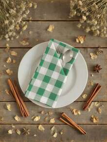 2/6/12/300pcs Elegant Plaid Napkins, Durable Polyester Thick Placemats, Reusable For Kitchen, Dining, Wedding Decor - Multicolor - View 3